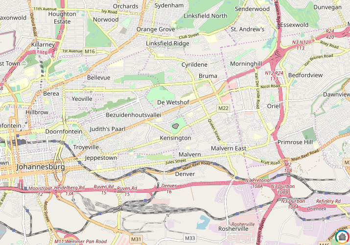 Map location of Kensington - JHB